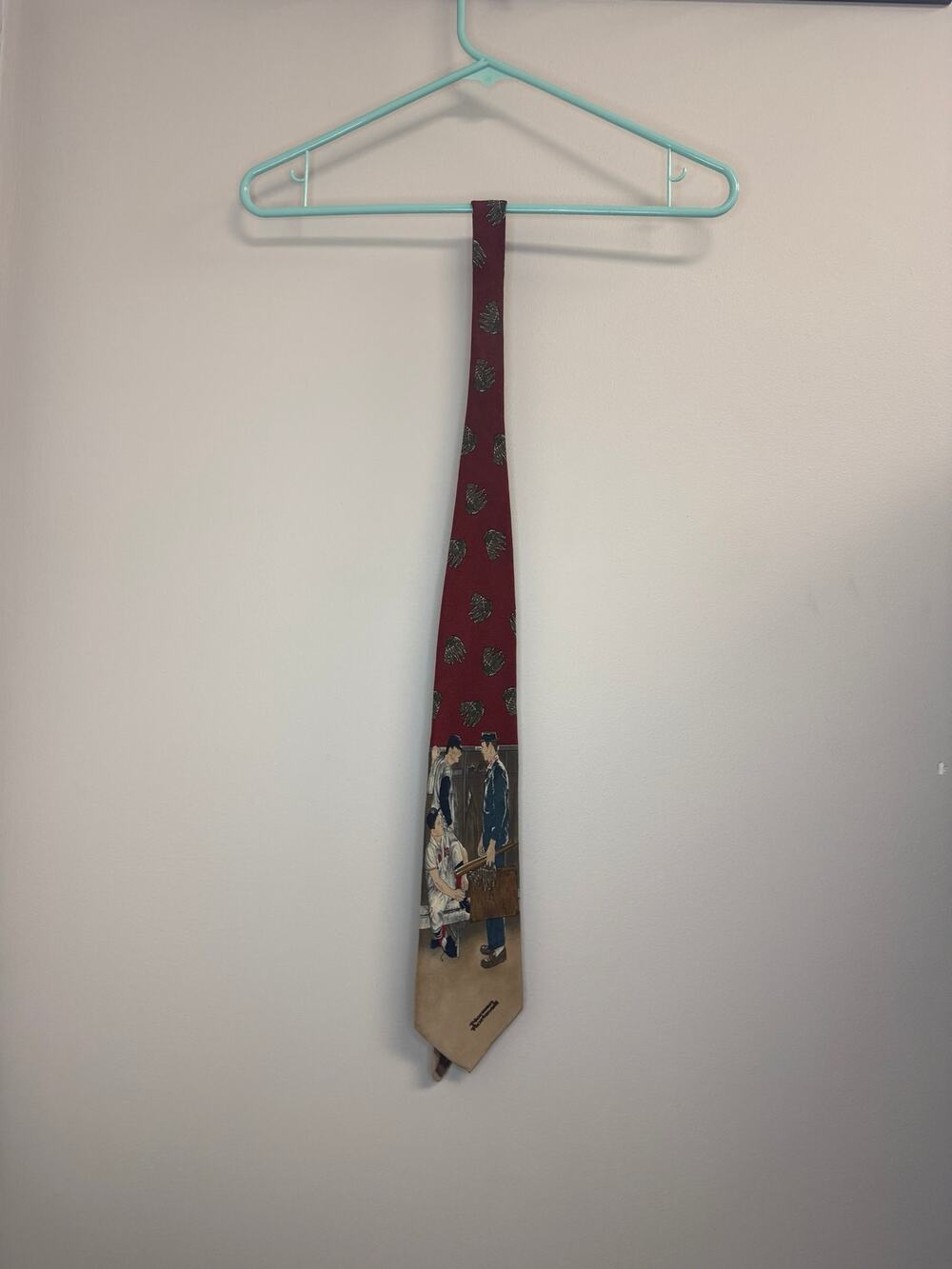 Vintage Norman Rockwell Saturday Evening Post Tie Red Sox Locker Room Baseball